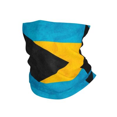Retro Bahamian Flag Neck Gaiter Face Mask, Sun Dust Protection Neck Wraps Balaclava, Reusable Masks Scarf Bandana Multicolor
