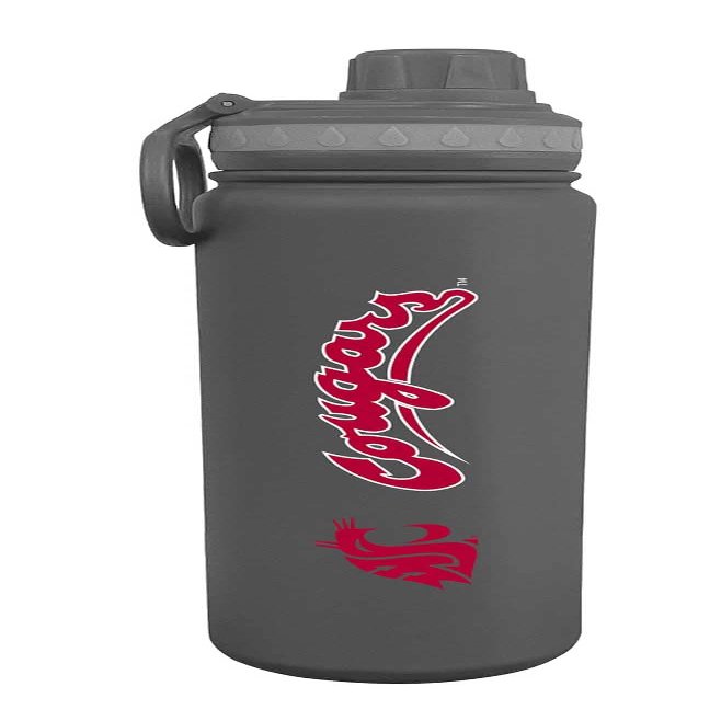 Campus Colors NCAA Stainless Steel Water Bottle - Twist on cap - 24 oz - Carry Clip - Keeps Your Drinks Hot or Cold for Hours (Washington State Cougars - Sport Gray)