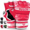 WYOX MMA Gloves Grappling Sparring, Boxing Gloves Men Women Muay Thai Martial Arts Training, Half Finger Adjustable Mitts Wrist Support Kickboxing Gloves (Pink, L/XL (21-27 cm)) view 1