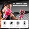 WYOX MMA Gloves Grappling Sparring, Boxing Gloves Men Women Muay Thai Martial Arts Training, Half Finger Adjustable Mitts Wrist Support Kickboxing Gloves (Pink, L/XL (21-27 cm)) view 4