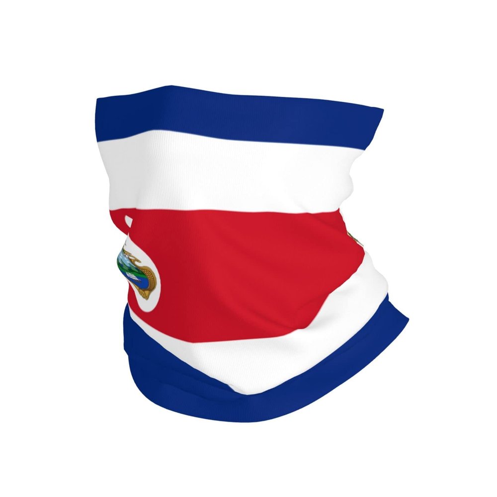 Costa Rica Flag Polyester Flag Neck Gaiter Face Mask, Sun Dust Protection Neck Wraps Balaclava, Reusable Masks Scarf Bandana Multicolor