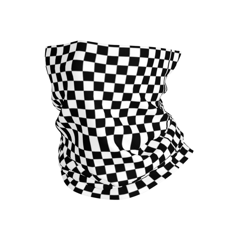 Black and White Checkered Neck Gaiter Face Mask, Sun Dust Protection Neck Wraps Balaclava, Reusable Masks Scarf Bandana