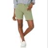 Women's Basic Light Olive Green Bermuda Short with Fray Hem view 1