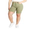 Women's Basic Light Olive Green Bermuda Short with Fray Hem view 2