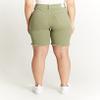 Women's Basic Light Olive Green Bermuda Short with Fray Hem view 3