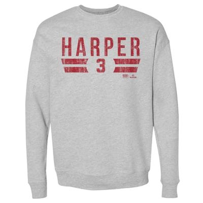 500 LEVEL Bryce Harper Philadelphia Font Crewneck Sweatshirt (Heather Gray, XX-Large)