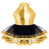 Agoky Kids Girls Sequins Ballet Dance Dress Halter Neck Gymnastic Leotard Skirt Stage Performance Dancewear Outfit Tutu Skirt Gold 7-8 view 1