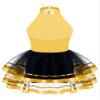 Agoky Kids Girls Sequins Ballet Dance Dress Halter Neck Gymnastic Leotard Skirt Stage Performance Dancewear Outfit Tutu Skirt Gold 7-8 view 2