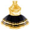 Agoky Kids Girls Sequins Ballet Dance Dress Halter Neck Gymnastic Leotard Skirt Stage Performance Dancewear Outfit Tutu Skirt Gold 7-8 view 3