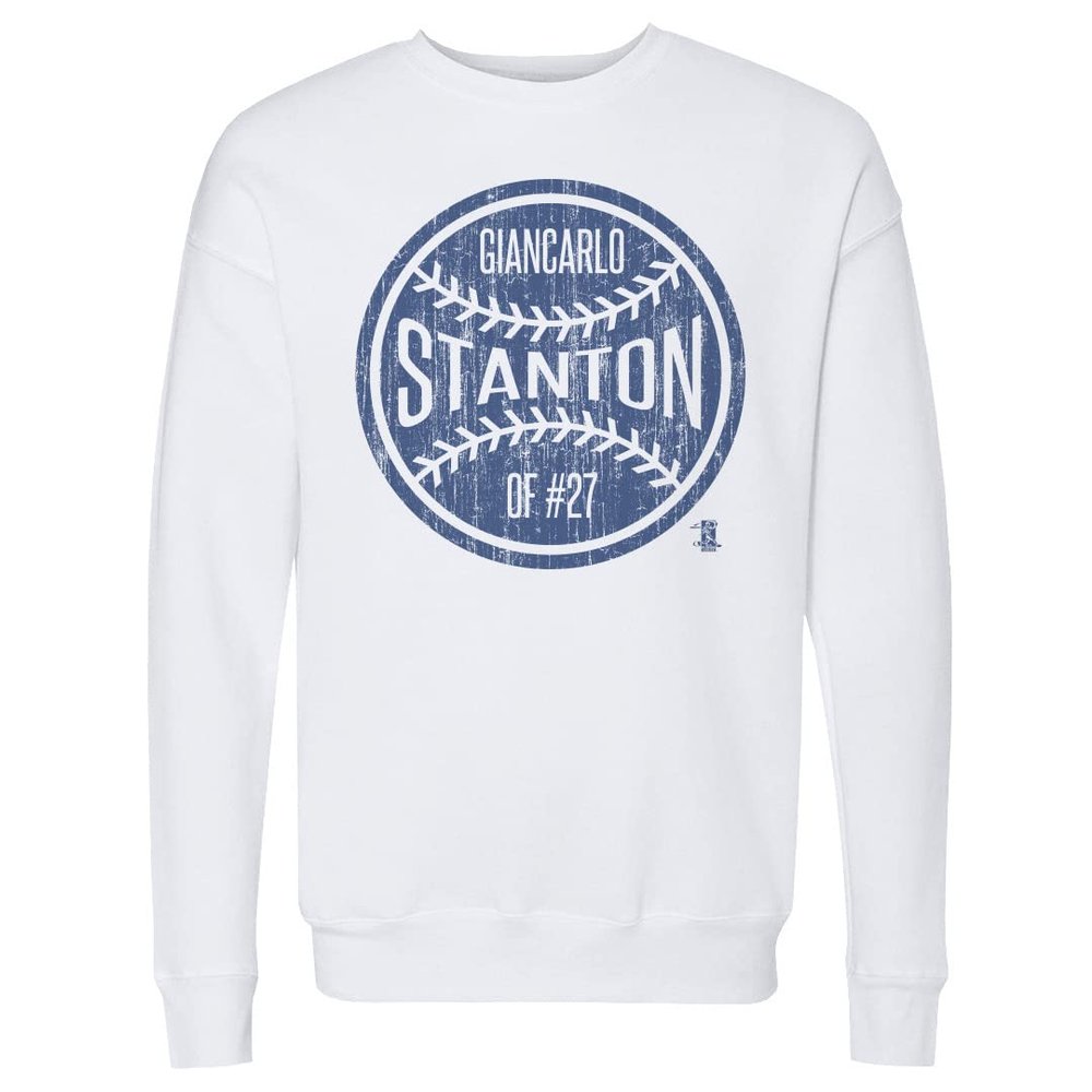 500 LEVEL Giancarlo Stanton Sweatshirt (Crew Sweatshirt, XX-Large, White) - Giancarlo Stanton Ball B