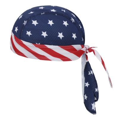 Skull Cap Pirate Hat Doo Rags Bandana Biker Cooling Under Helmet Head Wraps for Women Men Cycling USA Flag