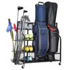 SNAIL Golf Bag Garage Storage Organizer Extra Large Size Golf Bag Rack Stand Holder Fits 2 Golf Bags and Other Golfing Equipment Accessories, Metal Black Golf Club Storage for Garage Shed and Basement view 1