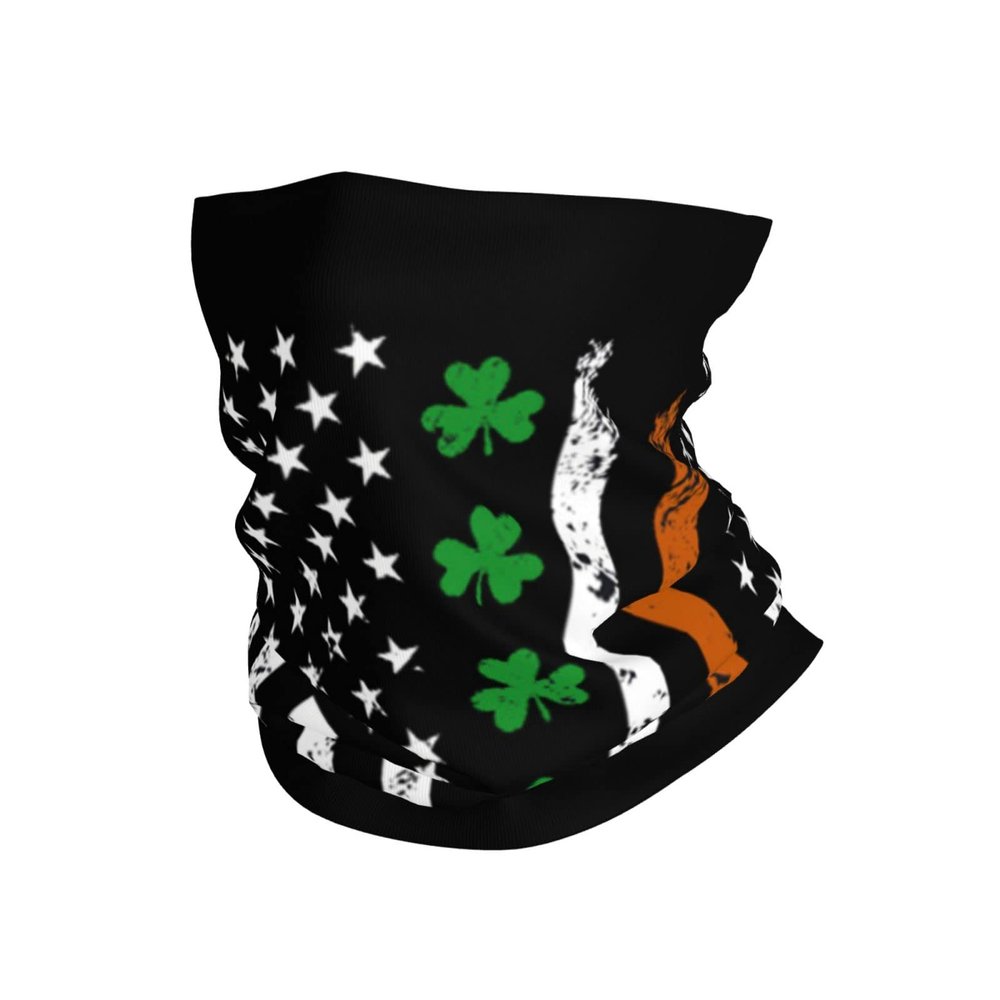 Irish American USA Flag Neck Gaiter Face Mask, Sun Dust Protection Neck Wraps Balaclava, Reusable Masks Scarf Bandana Multicolor