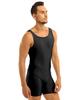 CHICTRY Men's One Piece Sleeveless Leotard Tanks Bodysuit Workout Fitness Wrestling Singlets Shorts Jumpsuit Black 3X-Large view 3