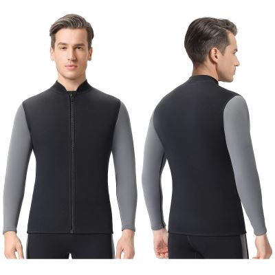 REALON Top Wetsuit Jacket for Men Women Youth Front Zip Thermal Swim Wet Suit 2mm 3mm Neoprene Long Sleeves Shirts for Surfing Diving Kayaking