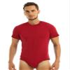 Manyakai Men's One Piece Athletic Leotard Button Down Undershirts Rompers Gymnastic Bodysuit Biketard Red Medium view 1
