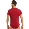 Manyakai Men's One Piece Athletic Leotard Button Down Undershirts Rompers Gymnastic Bodysuit Biketard Red Medium view 2