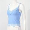 ACSUSS Lace Patchwork Crop Top Y2k E Girls Clothes Fairy Grunge Style Cropped Tees Cami Ribbed Knitted Tank Tops Blue #1 3XL view 3