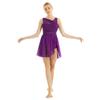 Nikiikoo Women Sleeveless Chiffon Back Cutout Ballet Dance Dress High-Low Skirted Dress Modern Latin Jazz Costume Purple Medium view 1