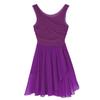 Nikiikoo Women Sleeveless Chiffon Back Cutout Ballet Dance Dress High-Low Skirted Dress Modern Latin Jazz Costume Purple Medium view 4
