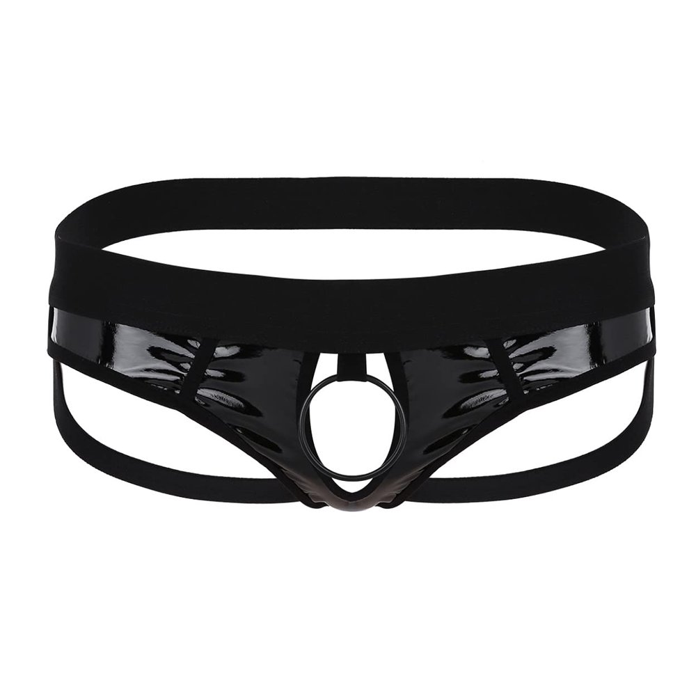 Lejafay Men's Athlelic Supporter Performance Jockstrap Underwear Sports Briefs Cut Out Y-Back Black A Large
