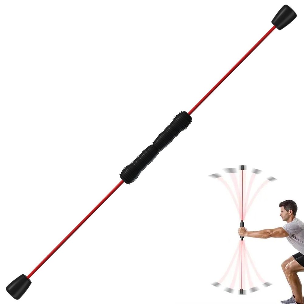 DYK&NX Detachable Fat Burning Elastic Bar, Elastic Fitness Bar for Vibration Training, Deep Muscles, Flexible, Fibreglass, 160 cm (Color : Red)