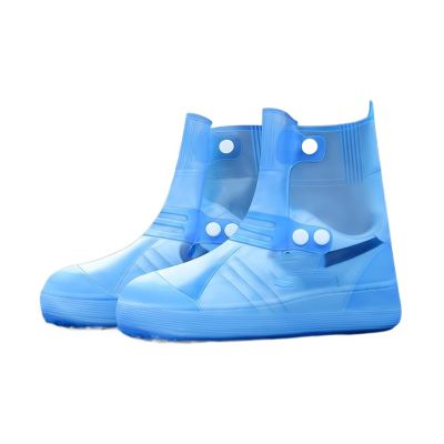 YXYECEIPENO High Elastic Waterproof Shoe Cover Silicone Rain Boot Cover Double Row Snap Button, Adjustable Size Prevent Soiling of Your Precious Shoes (Color : Blue, Size : X-Large)