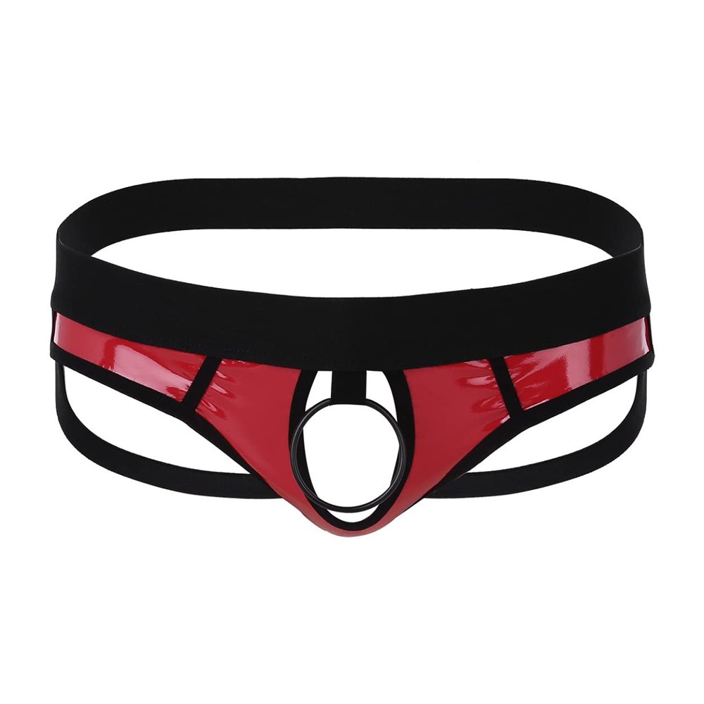 Lejafay Men's Athlelic Supporter Performance Jockstrap Underwear Sports Briefs Cut Out Y-Back Red A X-Large