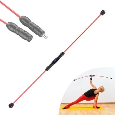 DYK&NX Exercise Swing Stick with Counting, High Frequency Training Bar Elastic Bar, High-Frequency Vibration Exercise Stick for Workout Weight Muscle Training Yoga Pilates (Color : Red)