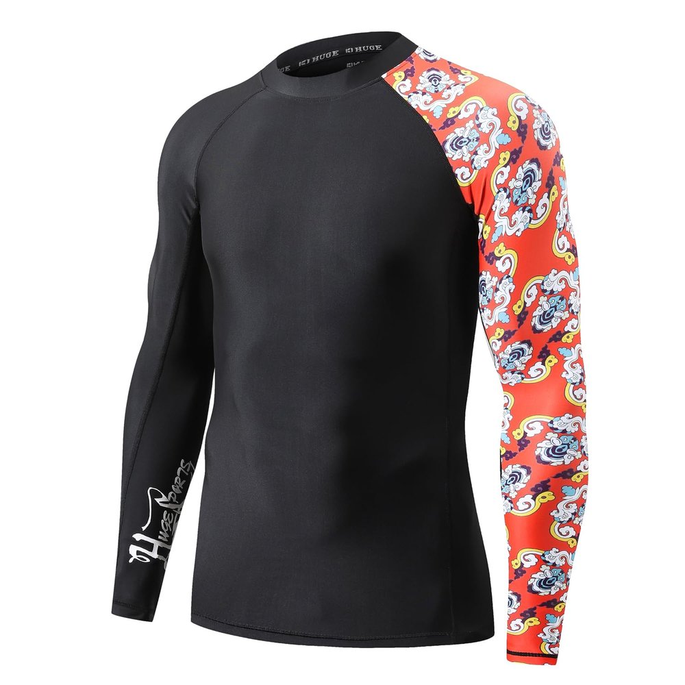 ADOREISM Men's Quick-Dry UPF 50+ Sun Protection Long Sleeve Rash Guard (Bee Together, 2XL)