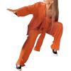 NUFIWI Women Y2K 2 Piece Pants Set Oversized Floral Printed Button Down Shirt High Waist Pants Outfits Summer Streetwear (Solid Orange, Small) view 2