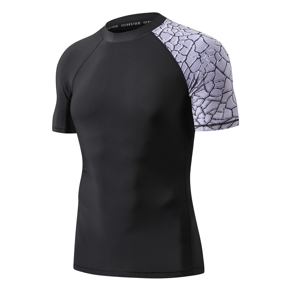 ADOREISM Men's Rash Guard Short Sleeve Quick-Dry UPF 50+ Sun Protection Compression Swim Shirts for Men (Chapped, 3XL)