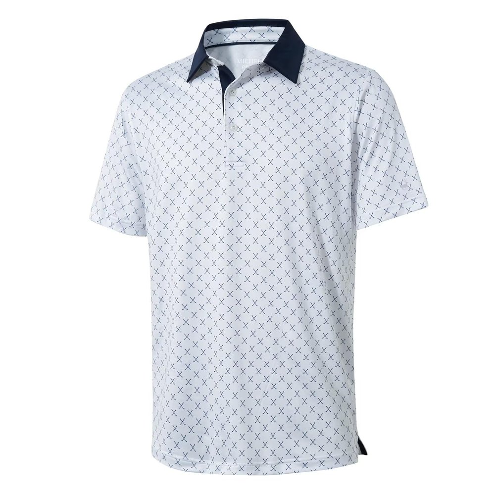 Golf Shirts for Men Dry Fit Short Sleeve Moisture Wicking Print Performance Sport Casual Men Polo Shirts
