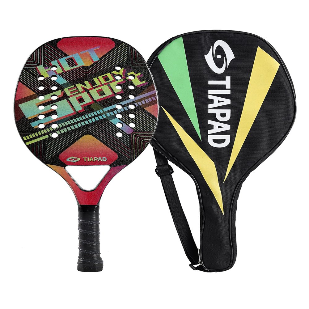 Beach Tennis Racket, Carbon Fiber Sand Grit Surface,EVA Memory Foam Core,Lightweight Foam Padded Racquet Cover.(Racket+Beautiful Racquet Bag)