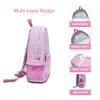 Gabigaba Toddler Backpack for Girls Seersucker Pleated Flower Edge Kids Lightweight Backpack Pink Mini Preschool Backpack (PINK) view 4
