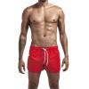 Mens Elastic Waist Swim Trunks Solid Volley Swimwear Bathing Suit Boardshort Drawstring Athletic Beach Shorts (Red 1,Large) view 2