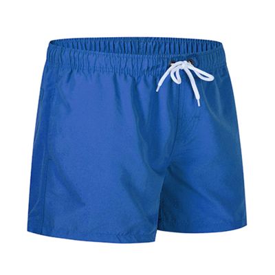 Mens Elastic Waist Swim Trunks Solid Volley Swimwear Bathing Suit Boardshort Drawstring Athletic Beach Shorts (Blue 1,X-Large)