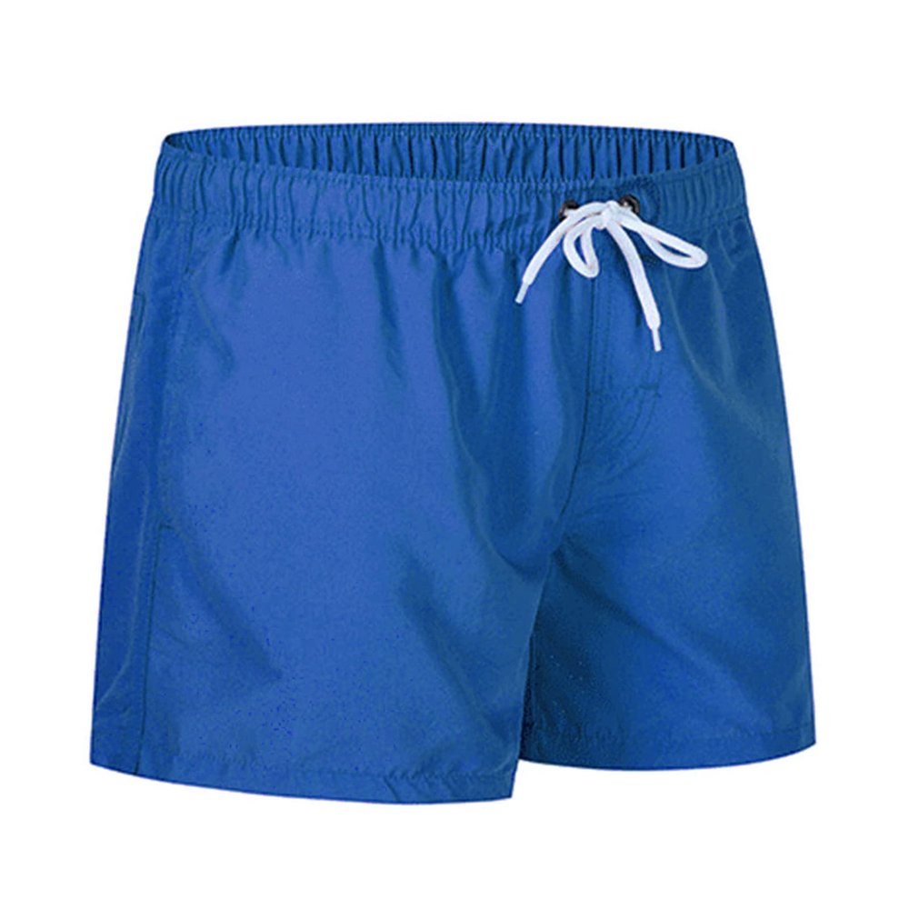 Mens Elastic Waist Swim Trunks Solid Volley Swimwear Bathing Suit Boardshort Drawstring Athletic Beach Shorts (Blue 1,X-Large)