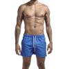 Mens Elastic Waist Swim Trunks Solid Volley Swimwear Bathing Suit Boardshort Drawstring Athletic Beach Shorts (Blue 1,X-Large) view 2
