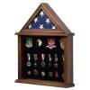 Zmiky Flag Display Case American Flag Solid Wood Display Case Fits a 3 X 5 Flag Folded Military Shadow Box with Felt Lining Holder for Certificate Pins Insignia Medals Walnut view 1