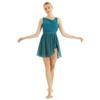 Nikiikoo Women Sleeveless Chiffon Back Cutout Ballet Dance Dress High-Low Skirted Dress Modern Latin Jazz Costume Green Large view 1