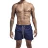 Mens Elastic Waist Swim Trunks Solid Volley Swimwear Bathing Suit Boardshort Drawstring Athletic Beach Shorts (Dark Blue,XX-Large) view 2