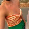 5665 Women Sexy Bandeau Tube Top Twist Front Cutout Cropped Sweater Striped Ribbed Knit Crop Top Sexy Y2K Blouse Sexy X-Large view 2