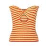 5665 Women Sexy Bandeau Tube Top Twist Front Cutout Cropped Sweater Striped Ribbed Knit Crop Top Sexy Y2K Blouse Sexy X-Large view 3