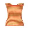 5665 Women Sexy Bandeau Tube Top Twist Front Cutout Cropped Sweater Striped Ribbed Knit Crop Top Sexy Y2K Blouse Sexy X-Large view 4
