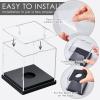 Leinuosen 4 Packs Softball Display Case Plastic Softball Holder Stand Baseball Display Case Memorabilia Acrylic Box UV Protected Clear Cube for Baseball Tennis Ball Sports Ball Storage view 2
