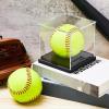 Leinuosen 4 Packs Softball Display Case Plastic Softball Holder Stand Baseball Display Case Memorabilia Acrylic Box UV Protected Clear Cube for Baseball Tennis Ball Sports Ball Storage view 4