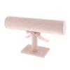 Easnea Velvet Jewelry Tower Bracelet Holder Desktop Jewelry Organizer T-Bar Bracelet Necklace Jewelry Display Stand Rod, Pink view 3