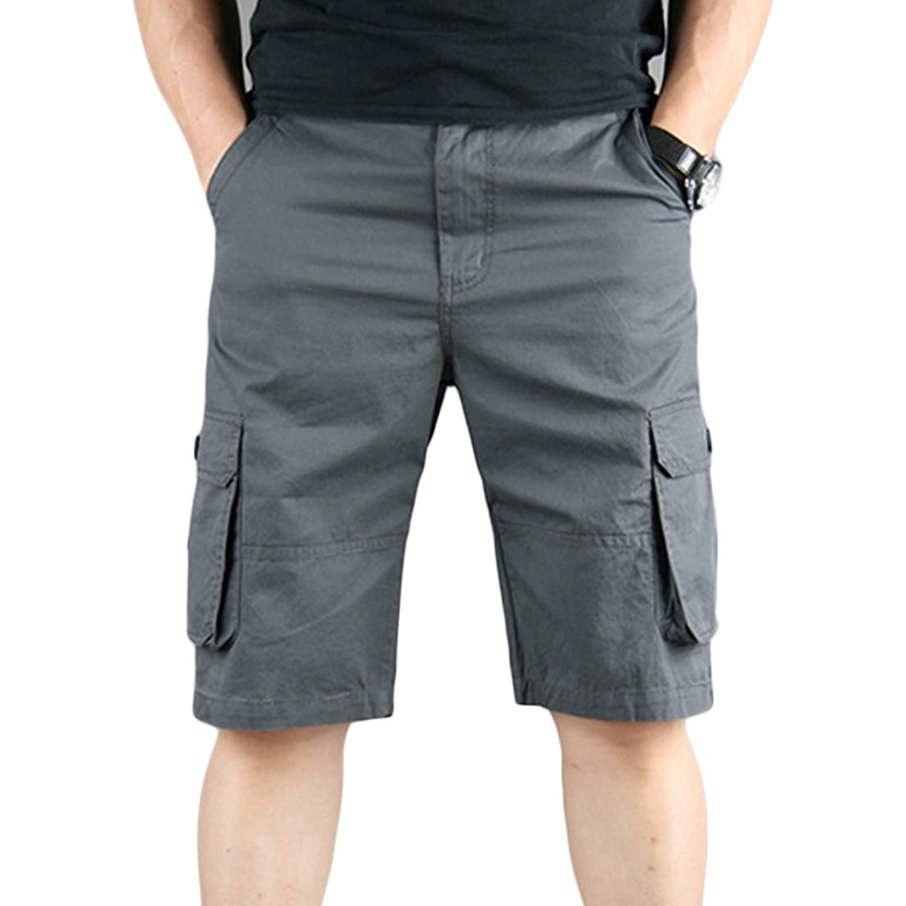 Maiyifu-GJ Men's Slim Fit Cotton Casual Cargo Shorts Lightweight Multi Pocket Shorts Outdoor Tactical Hiking Short Pants (Grey 1,44)