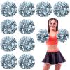 WILLBOND 12pcs Cheerleading Pom Poms Bulk Metallic Foil Cheerleader Pompoms with Baton Handle for Football Basketball Cheering Squad Team Game Sports Dance Party Outfit (Silver) view 1